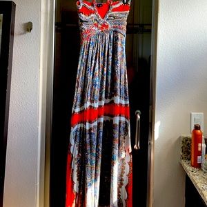 Beautiful, boho tie @ neckline sky dress